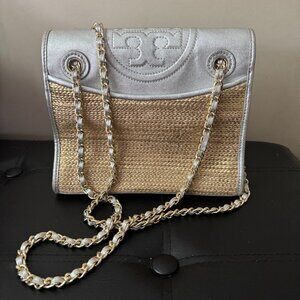 Tory Burch Gold Raffia Beach Tote